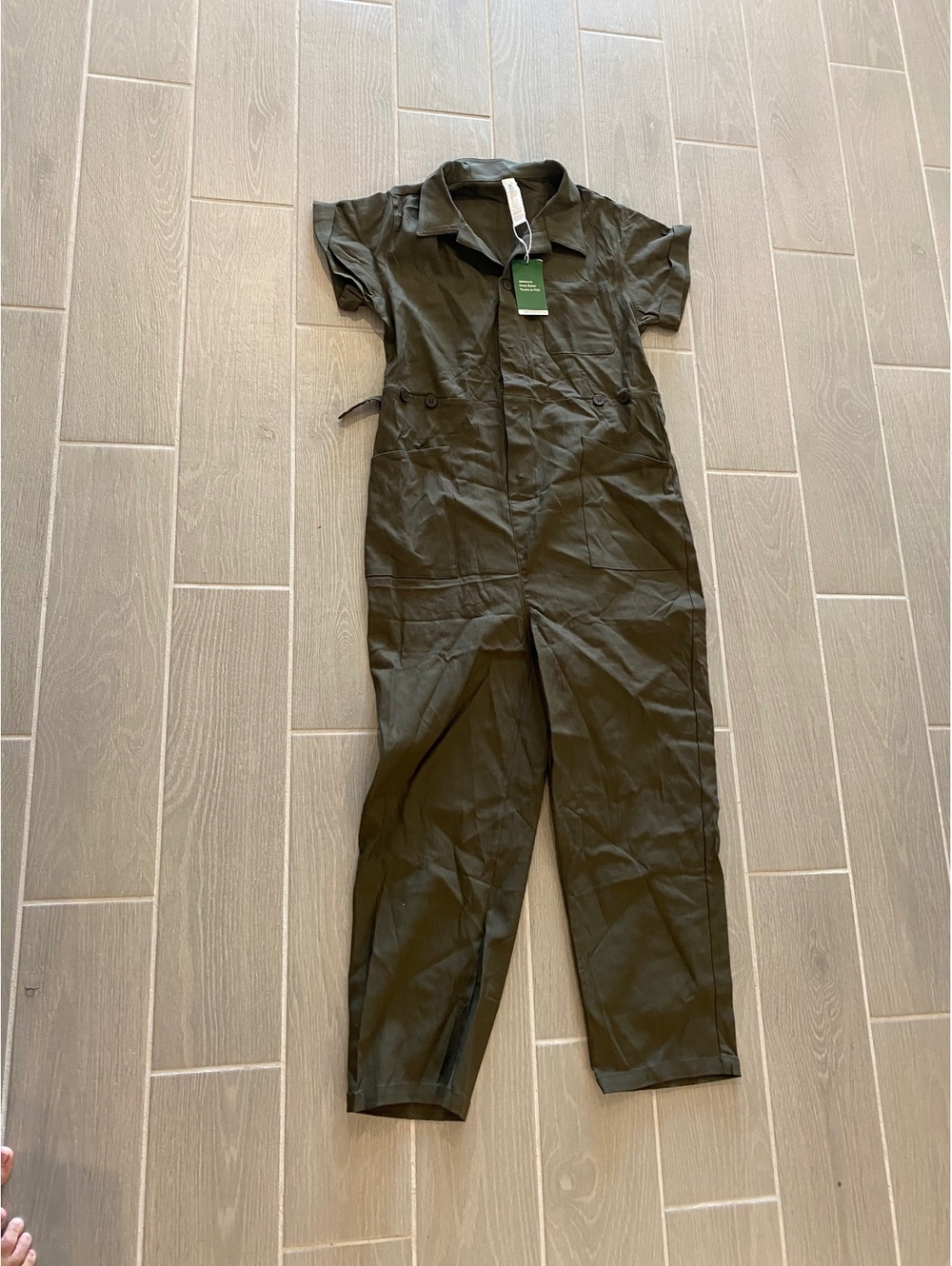 Halara Women's Olive Green Short Sleeve Jumpsuit Medium